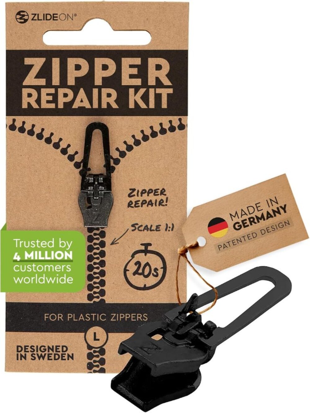 Zipper Repair Kit for Plastic Zippers - 1pcs - Black L/5